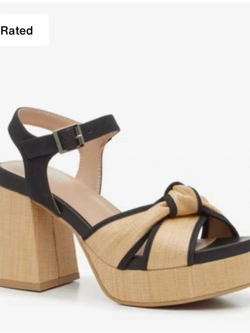 MIA Black & Natural Woven Knot Platform Sandals